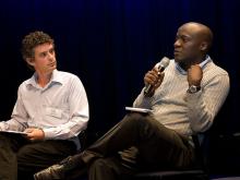 <p>Photo: IDS Knowledge Services: Blane Harvey and Philipp Thigo at OKfest</p> Open Development Stream at Okfest in Helsinki
